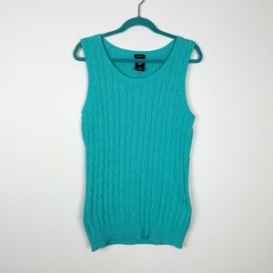 GAP Stretch Sleeveless Cable Knit Sweat Vest Green/Aqua Size XS